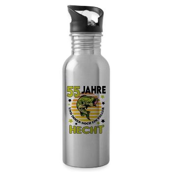 Geburtstag Toller Hecht Alter Jahre 55 - Trinkflasche mit integriertem Trinkhalm - Lightsilver - Rechts