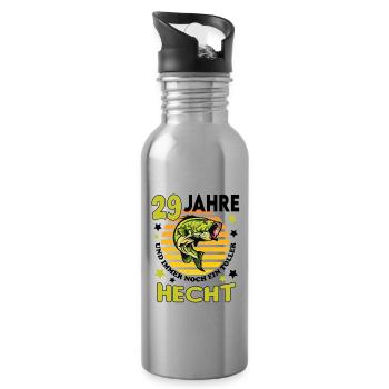 Geburtstag Toller Hecht Alter Jahre 29 - Trinkflasche mit integriertem Trinkhalm - Lightsilver - Rechts
