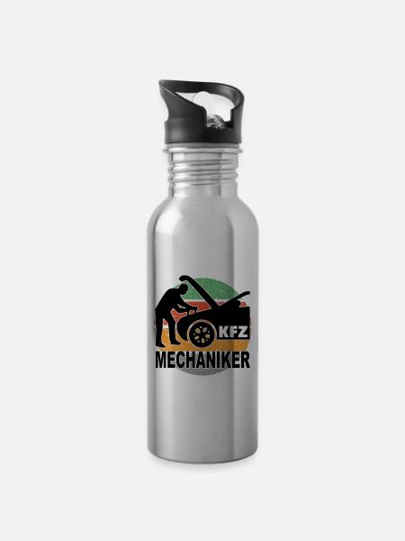 KFZ Mechaniker Automechaniker - Trinkflasche mit integriertem Trinkhalm - Lightsilver