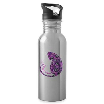 Cat with snowflake E 6 - Water bottle with straw - silver - Right