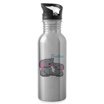 Elephants - Big Brother - Water bottle with straw - silver - Right