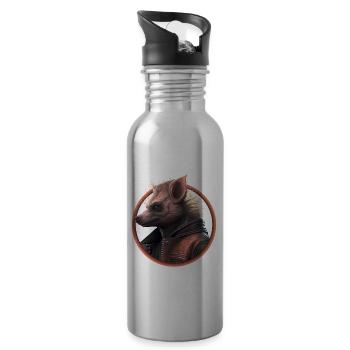Punk hyena with leather jacket - Water bottle with straw - silver - Right