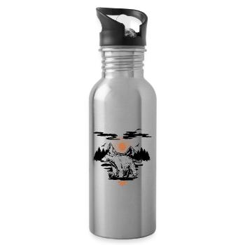 Bear in nature - Water bottle with straw - silver - Right