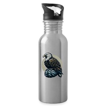 ADLER GREIFVOGEL HABICHT JÄGER FLUG MAJESTÄT FEDER - Trinkflasche mit integriertem Trinkhalm - Lightsilver - Rechts