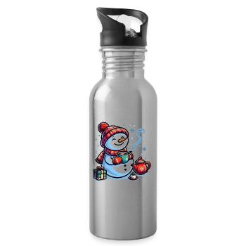 SNOWMAN COLD DRINK HEAT COFFEE TEA WINTER - Water bottle with straw - silver - Right