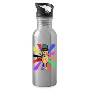Erdnuss Trommler Geburtstag Geburtstagsgeschenk - Trinkflasche mit integriertem Trinkhalm - Lightsilver - Rechts