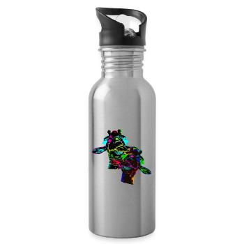 Giraffe Safari Giraffen Kinder Sommer Zootiere - Trinkflasche mit integriertem Trinkhalm - Lightsilver - Rechts