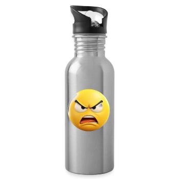 Angry Emoticon Emotion - Water bottle with straw - silver - Right