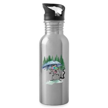 Rain Umbrella Kids Child Rat Forest Hike - Water bottle with straw - silver - Right