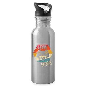 Happy New Year Level 2025 unlocked - Trinkflasche mit integriertem Trinkhalm - Lightsilver - Rechts