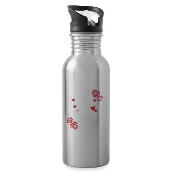 Be my Valentine - Valentine's Day Geschenk - Trinkflasche mit integriertem Trinkhalm - Lightsilver - Rechts