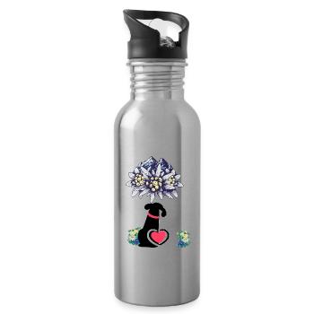 Österreich Tirol Katze Hund Katzen Hunde Schweiz - Trinkflasche mit integriertem Trinkhalm - Lightsilver - Rechts