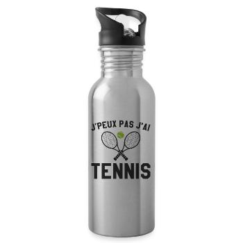 Je Peux Pas J'ai Tennis Cadeau Joueur De Tennis - Gourde avec paille intégrée - argent clair - Droite