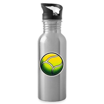 Tennis Ball Green Yellow - Water bottle with straw - silver - Right