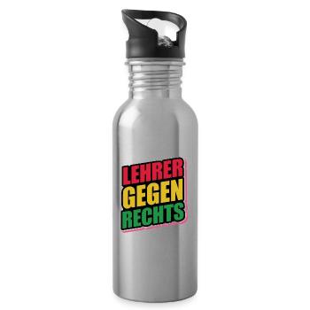Lehrer Gegen Rechts - Gegen Rechts, gegen Hetze - Trinkflasche mit integriertem Trinkhalm - Lightsilver - Rechts