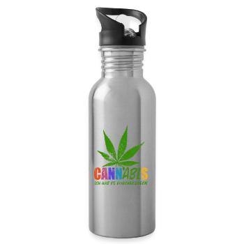 CannABIs Abi durchgezogen - Abitur - Spruch - Trinkflasche mit integriertem Trinkhalm - Lightsilver - Rechts