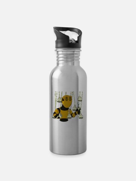 ANSTRAHLEND - Trinkflasche mit integriertem Trinkhalm - Lightsilver