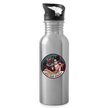 Dark Romance: Reading & Roses - Water bottle with straw - silver - Right