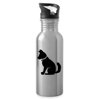 Cute dog - dog lover gift idea - Water bottle with straw - silver - Right