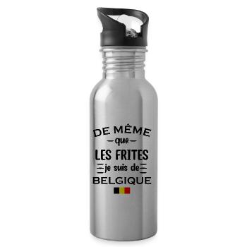 De même que les frites je suis de belgique t-shirt - Gourde avec paille intégrée - argent clair - Droite