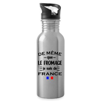 De même que le fromage je suis de france t-shirt - Gourde avec paille intégrée - argent clair - Droite