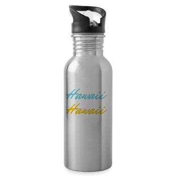 Hawaii colored - Water bottle with straw - silver - Right