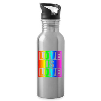 Love is love - Trinkflasche mit integriertem Trinkhalm - Lightsilver - Rechts