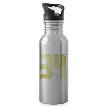 34 Zahl Vintage - Trinkflasche mit integriertem Trinkhalm - Lightsilver - Rechts