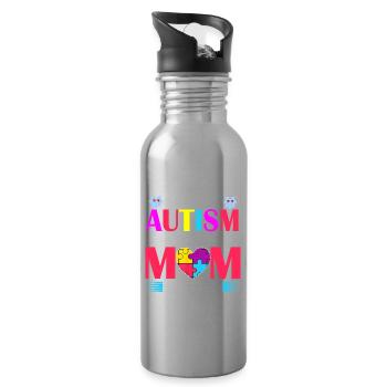 Journée mondiale de sensibilisation à l’autisme Cadeau de maman autiste - Gourde avec paille intégrée - argent clair - Droite