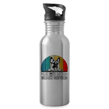 Ich liebe meinen Deutschen Schäferhund - Trinkflasche mit integriertem Trinkhalm - Lightsilver - Rechts