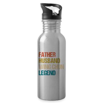 Vater Ehemann Wing Chun Legende - Trinkflasche mit integriertem Trinkhalm - Lightsilver - Rechts