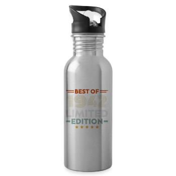 Retro 1942 Vintage 82nd Birthday Gift 82 Years Old - Water bottle with straw - silver - Right