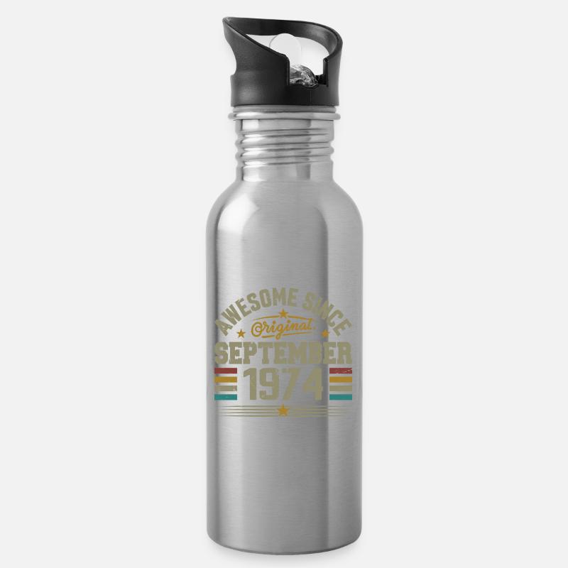 September 1974 Geschenk gebaut September 1974 - Trinkflasche mit integriertem Trinkhalm - Lightsilver