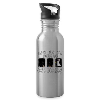 How to pick up Chicks - Water bottle with straw - silver - Right