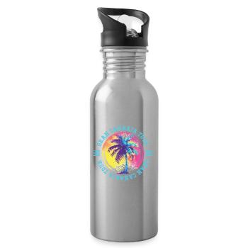 Gran Canaria Tour Palm Trees Colorful - Water bottle with straw - silver - Right