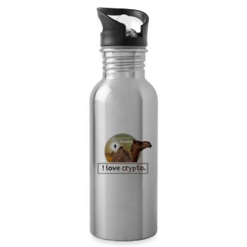 I LOVE CRYPTO Ethereum desert pyramid funny cool - Trinkflasche mit integriertem Trinkhalm - Lightsilver - Rechts