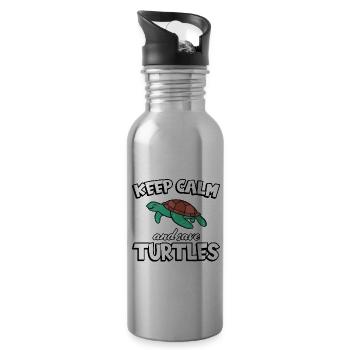 Save turtles süße Schildkröte Schildkröten - Trinkflasche mit integriertem Trinkhalm - Lightsilver - Rechts
