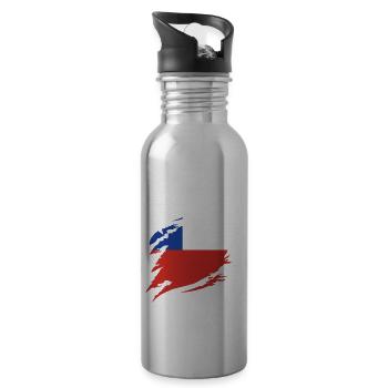 Chile Flagge Südamerika Chilenische Fahne Vintage - Trinkflasche mit integriertem Trinkhalm - Lightsilver - Rechts