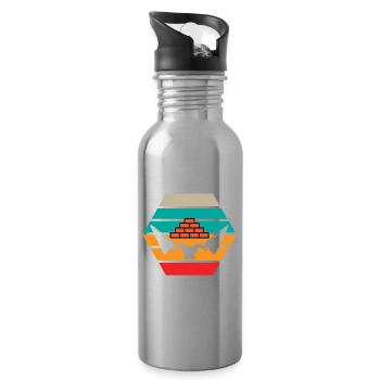 Maurer Retro - Trinkflasche mit integriertem Trinkhalm - Lightsilver - Rechts