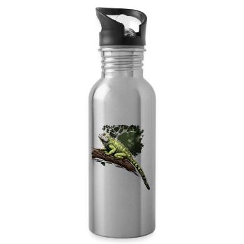 iguana branch reptiles green iguana - Water bottle with straw - silver - Right