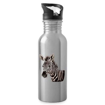 Zebra Afrika Tier - Trinkflasche mit integriertem Trinkhalm - Lightsilver - Rechts