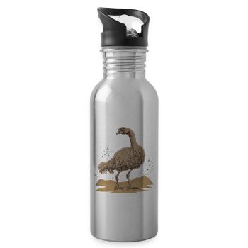 Strauß Vogel - Trinkflasche mit integriertem Trinkhalm - Lightsilver - Rechts
