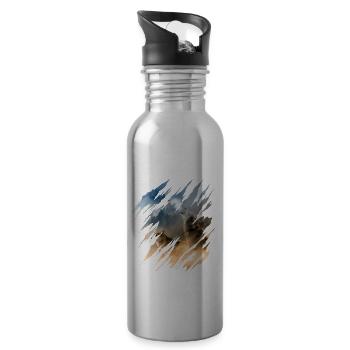 Wolf Scratch Marks Claws Wild Wolves Wilderness Howl - Water bottle with straw - silver - Right