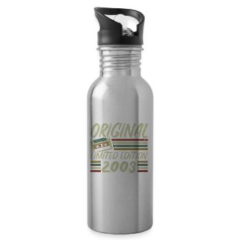 Vintage 2003 Retro Birthday Gift 2003 - Water bottle with straw - silver - Right
