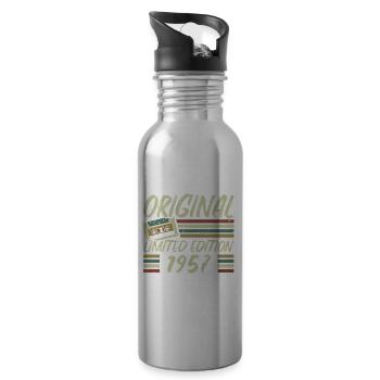 Jahrgang 1957 Retro 1957 Geburtstagsgeschenk - Trinkflasche mit integriertem Trinkhalm - Lightsilver - Rechts
