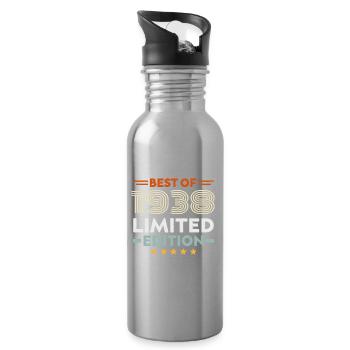 Retro 1938 Vintage 86. Geburtstagsgeschenk 86 Jahre alt - Trinkflasche mit integriertem Trinkhalm - Lightsilver - Rechts