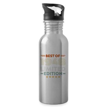 Retro 1948 Vintage Geschenk 76. Geburtstag 76 Jahre - Trinkflasche mit integriertem Trinkhalm - Lightsilver - Rechts