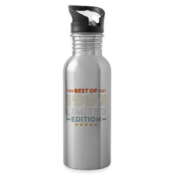 Retro 1963 Vintage Gift 61st Birthday 61 Years - Water bottle with straw - silver - Right