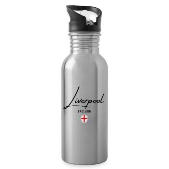 I love Liverpool, Liverpool England - Water bottle with straw - silver - Right