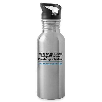 Nacht Schlaf Fenster Mücken Social Media Facebook - Trinkflasche mit integriertem Trinkhalm - Lightsilver - Rechts